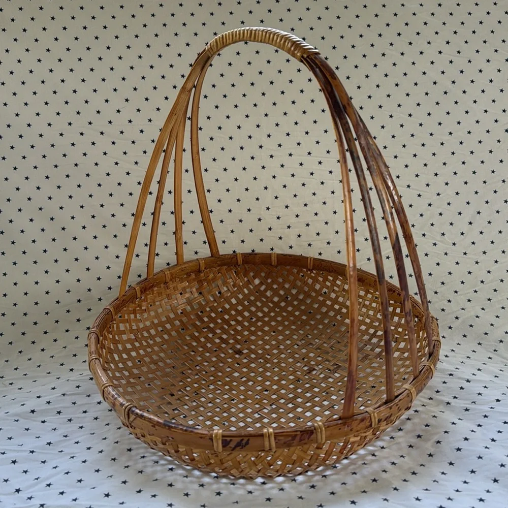 Vintage Republic of China Rattan / Bamboo / Reed Fishing Basket Excellent Cond